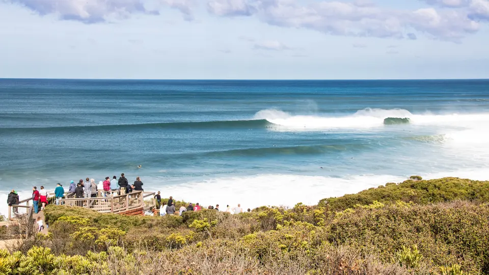Lines of swell breaking at Bells Beach, Victoria