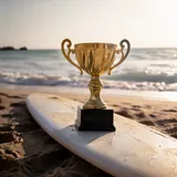 Trofeo de victoria en una competición de surf