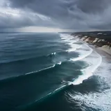 Houle océanique puissante, lignes de swell