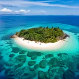 Isla paradisíaca, spot de surf aislado