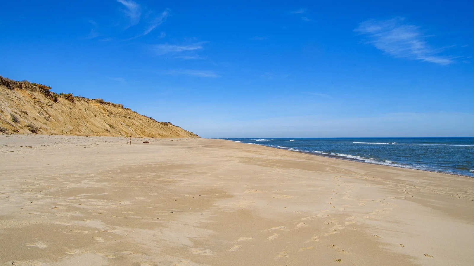 The dune bluff and open Atlantic beach at Marconi Beach, Cape Cod National Seashore, Massachusetts
