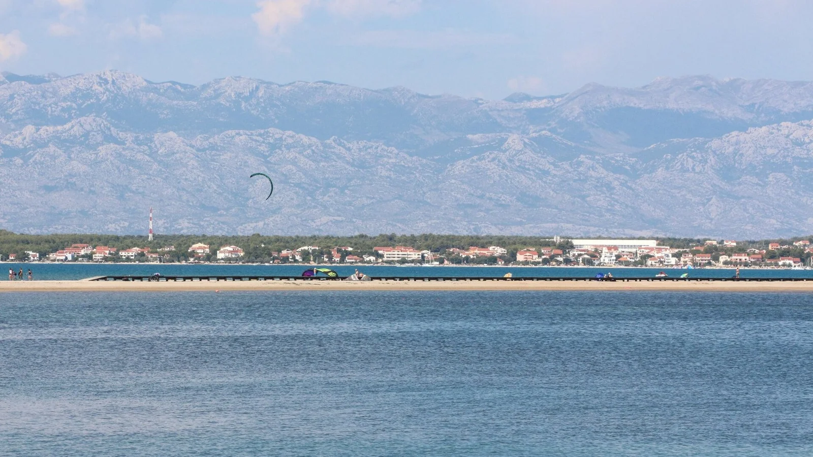 Kitesurfing at the Nin lagoon, near Zadar, Croatia