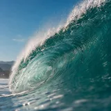 Ola potente formando un tubo oceánico