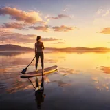 Paseo en paddle surf sobre aguas tranquilas
