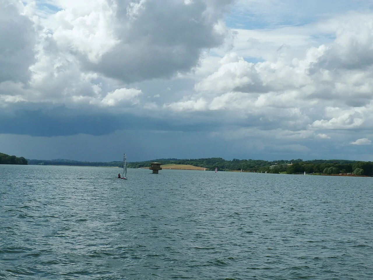 A sailing boat on Rutland Water, near the Limnological Tower, Rutland