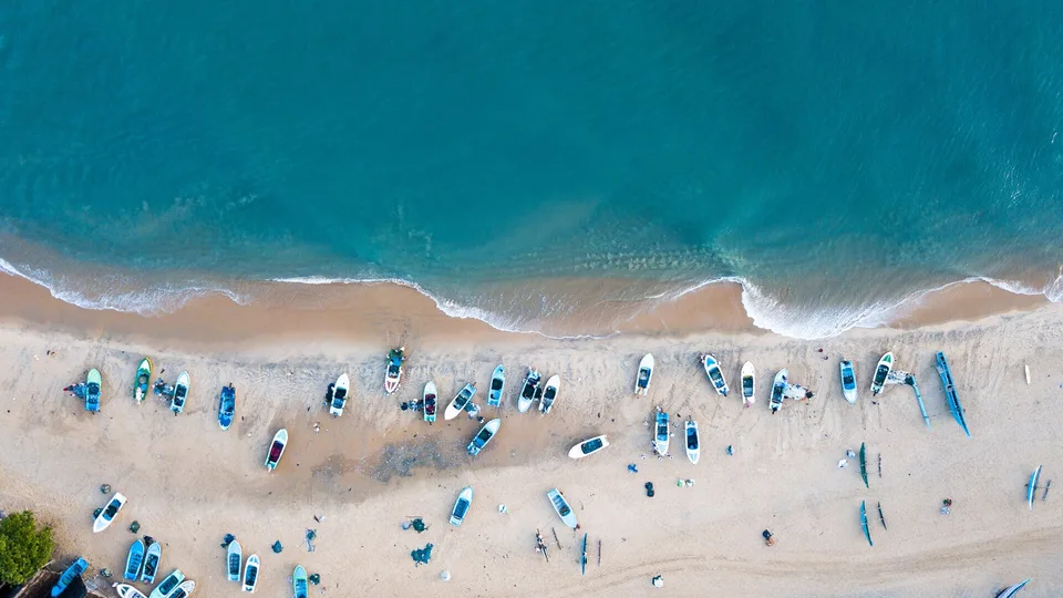 Aerial view of the beach at Arugam Bay, Sri Lanka