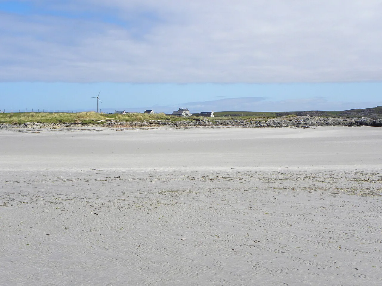 A wide sandy beach on the island of Tiree, Inner Hebrides, Scotland